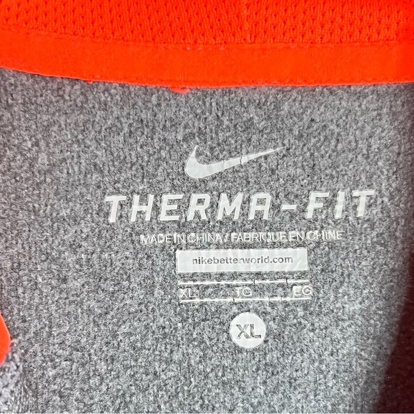 Nike Therma-Fit Gray Orange Hoodie Sweatshirt Just Do It Spellout Womens Size XL - Picture 4 of 10